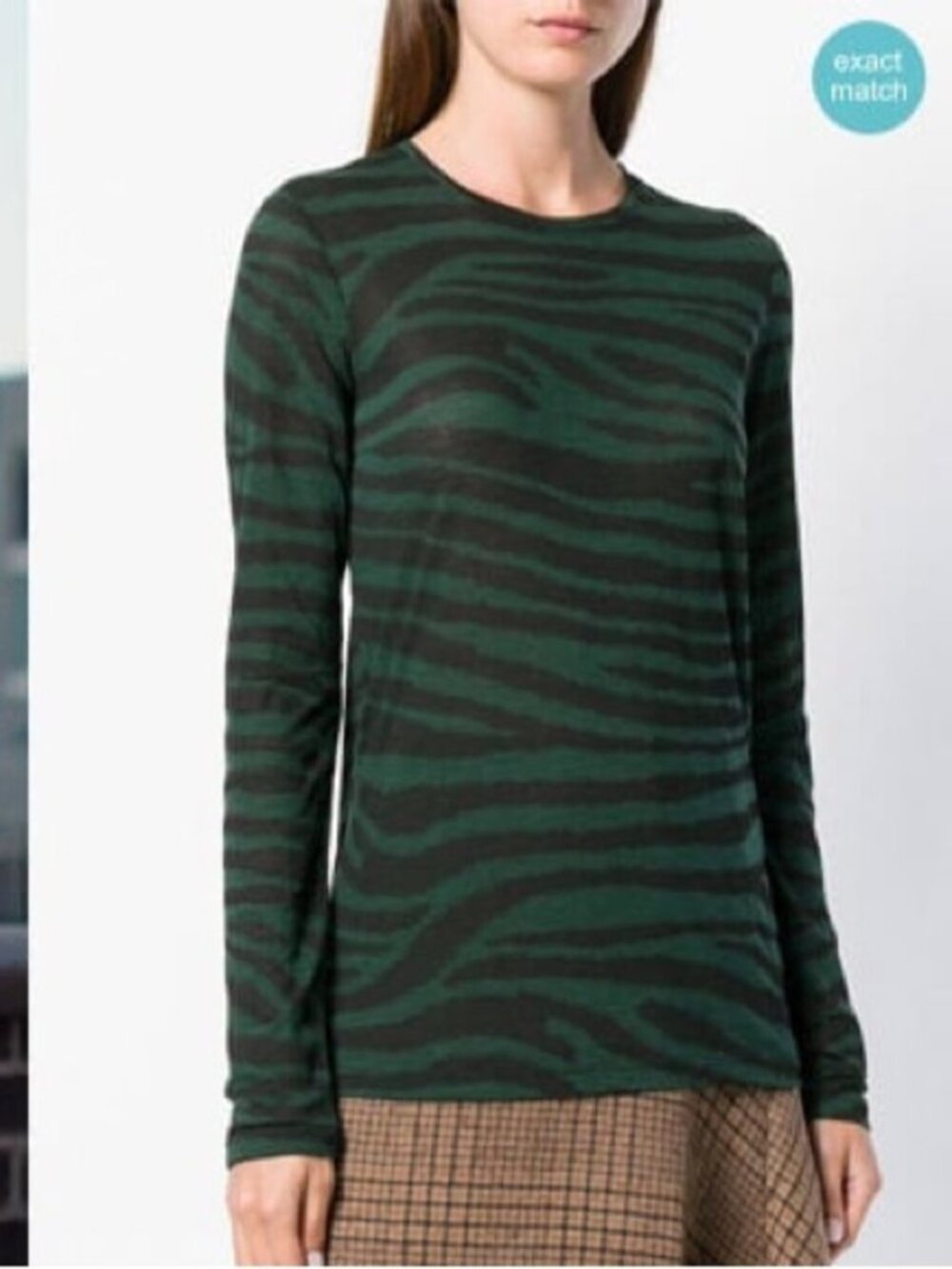 Proenza schouler cotton crew neck long sleeve animal print top small